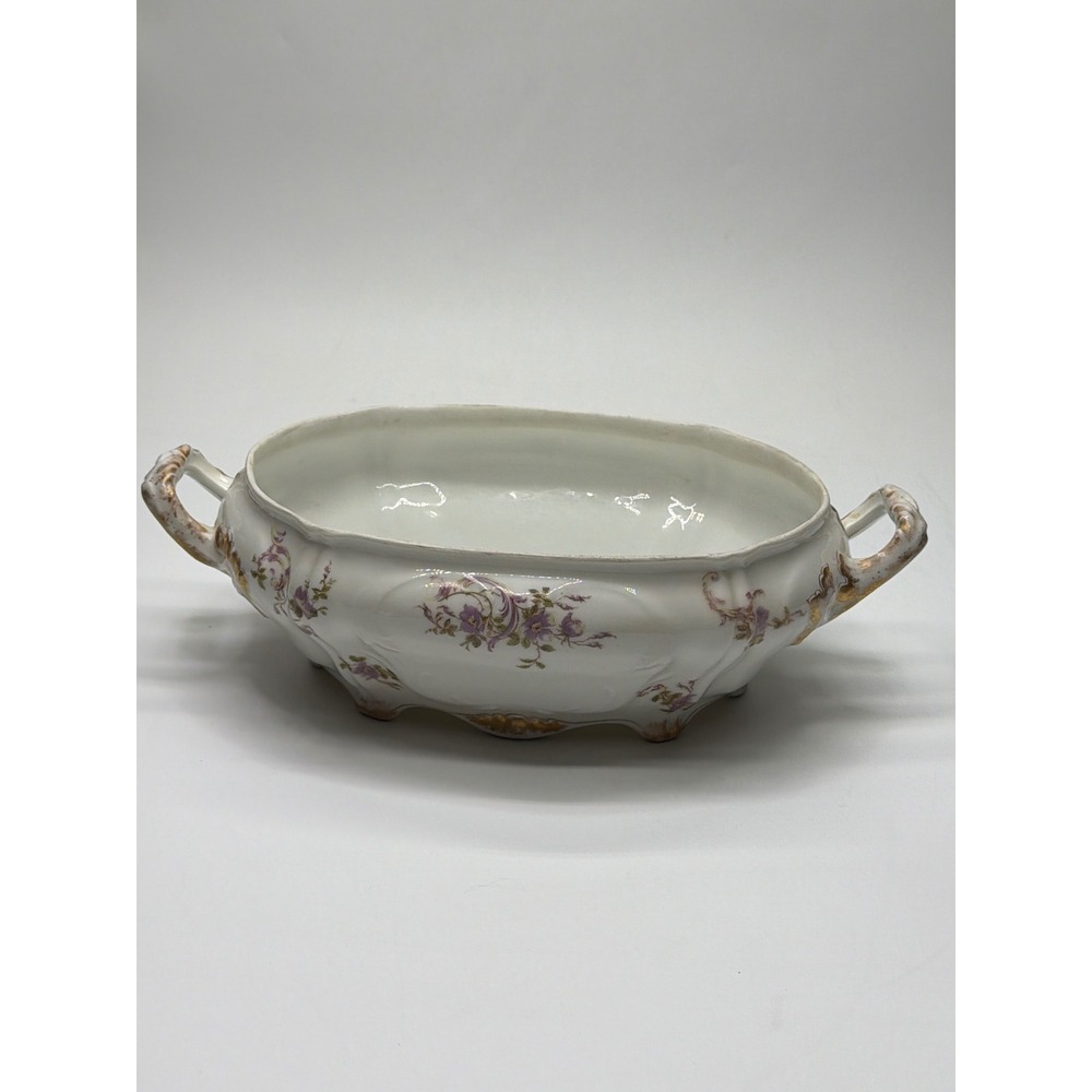 Theo Haviland‎ Limoges France Saint Cloud Oval Serving Bowl Purple Floral Gold
